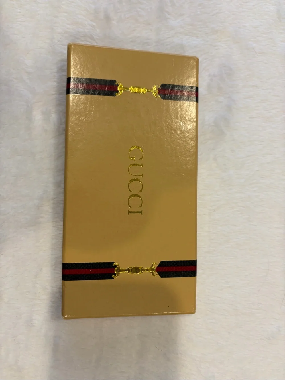 Gucci Navy and Gold Oval Leather Keychain